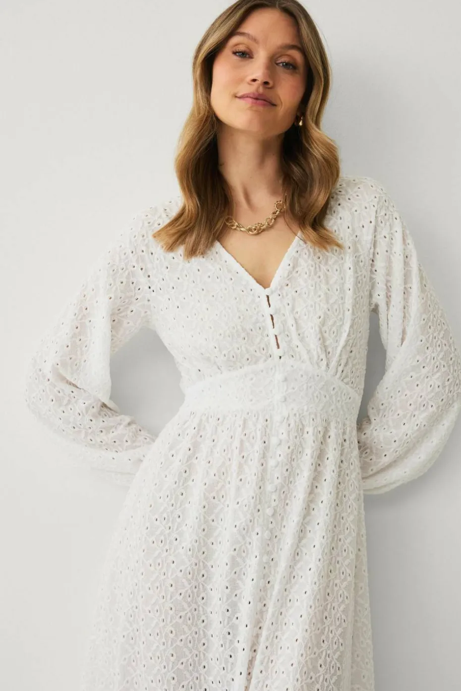 Ellos Collection Maxikjole med broderie anglaise