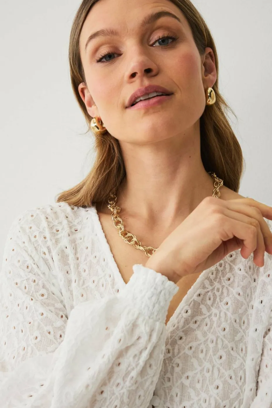 Ellos Collection Maxikjole med broderie anglaise