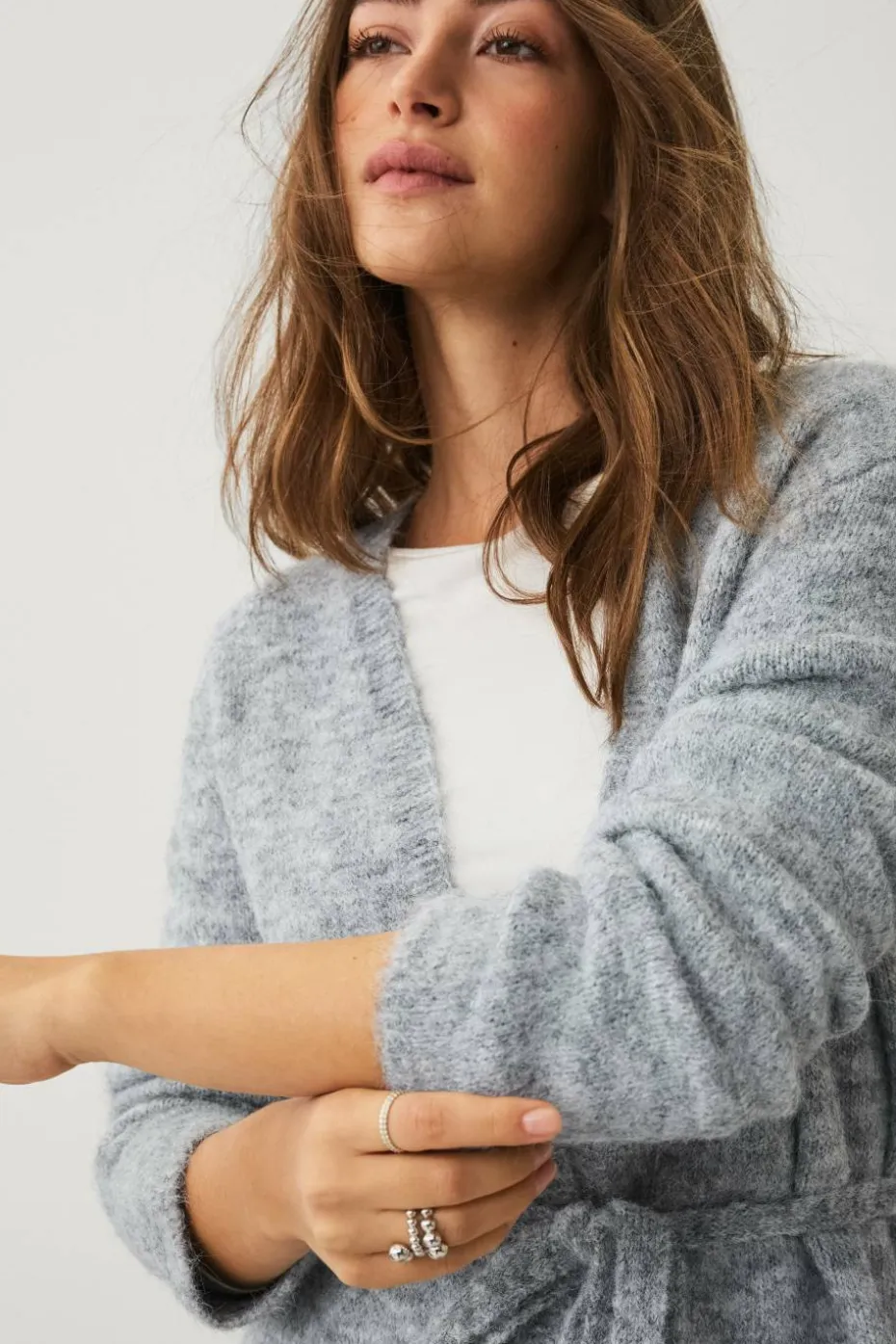 Ellos Collection Åpen cardigan med bindebelte