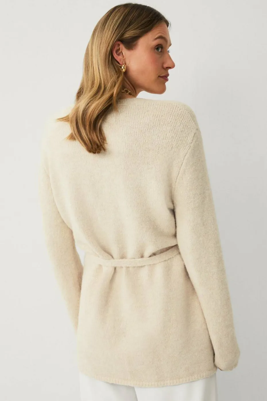 Ellos Collection Åpen cardigan med bindebelte