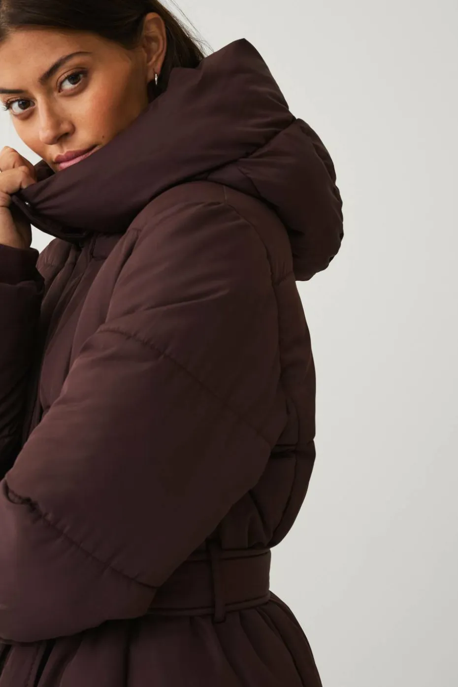 Ellos Collection Polstret frakk med bindebelte