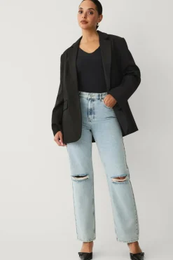 Ellos Collection Rette jeans med slitasje og elde