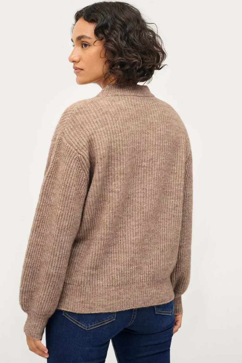 Ellos Collection Ribbestrikket genser med rund hals
