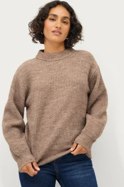 Ellos Collection Ribbestrikket genser med rund hals