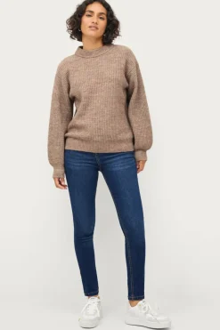 Ellos Collection Ribbestrikket genser med rund hals
