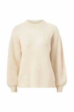 Ellos Collection Ribbestrikket genser med rund hals