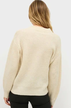 Ellos Collection Ribbestrikket genser med rund hals
