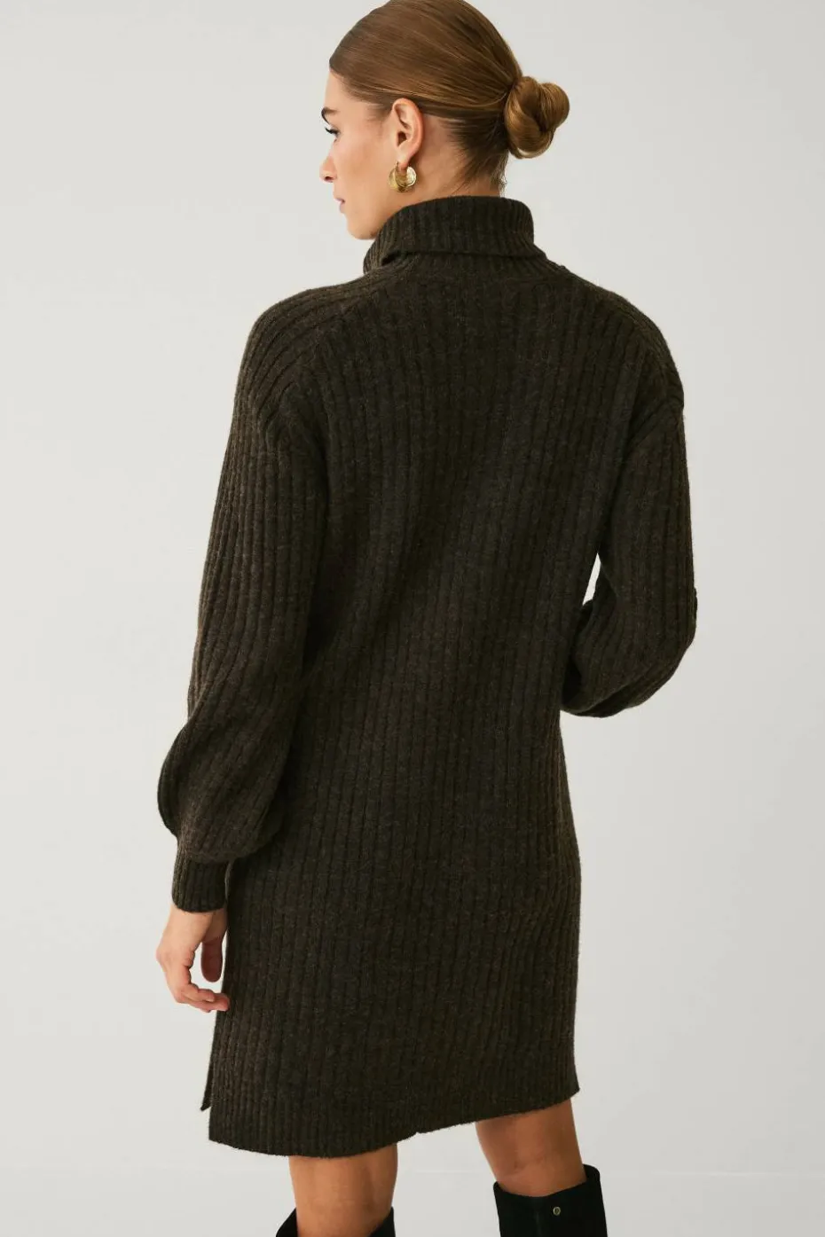 Ellos Collection Ribbestrikket kjole med polokrage