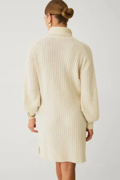 Ellos Collection Ribbestrikket kjole med polokrage