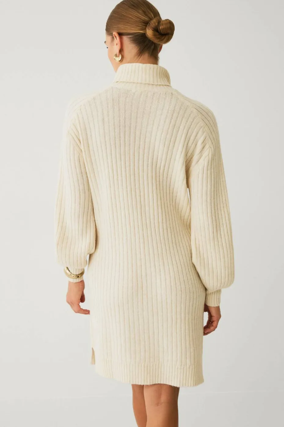 Ellos Collection Ribbestrikket kjole med polokrage
