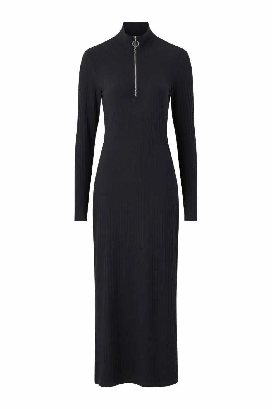 Ellos Collection Ribbestrikket kjole med halv halfzip
