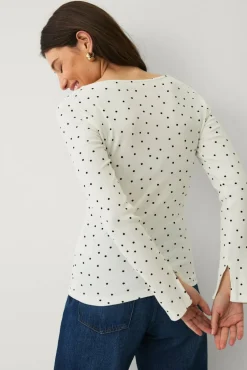 Ellos Collection Ribbet topp i bomullsjersey