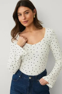 Ellos Collection Ribbet topp i bomullsjersey