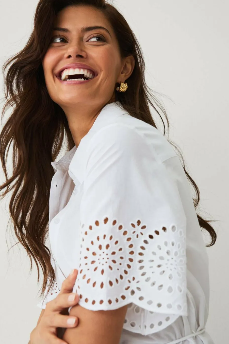Ellos Collection Skjortekjole med broderi