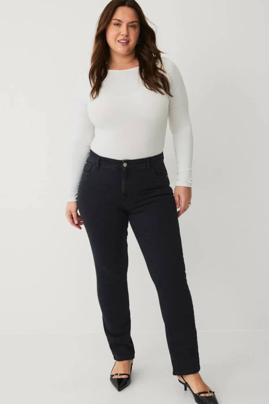Ellos Collection Smale stretchjeans med høy midje