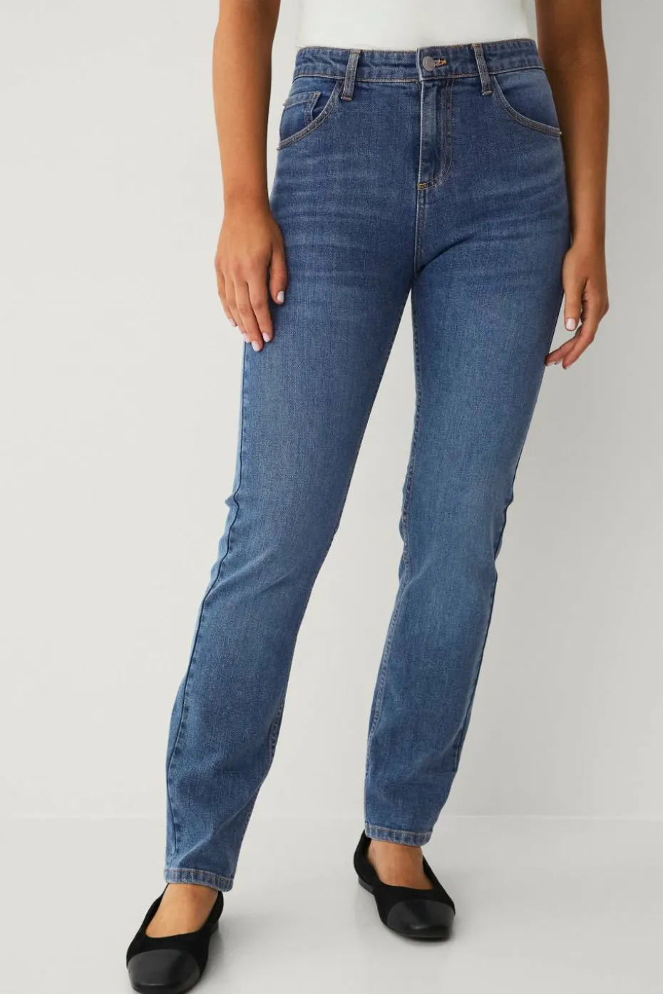 Ellos Collection Smale stretchjeans med høy midje