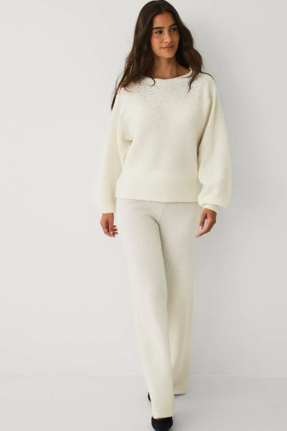 Ellos Collection Strikket pullover med rhinstener