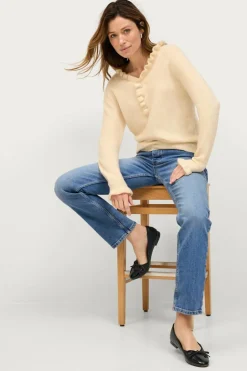 Ellos Collection Strikket genser med volangdetaljer