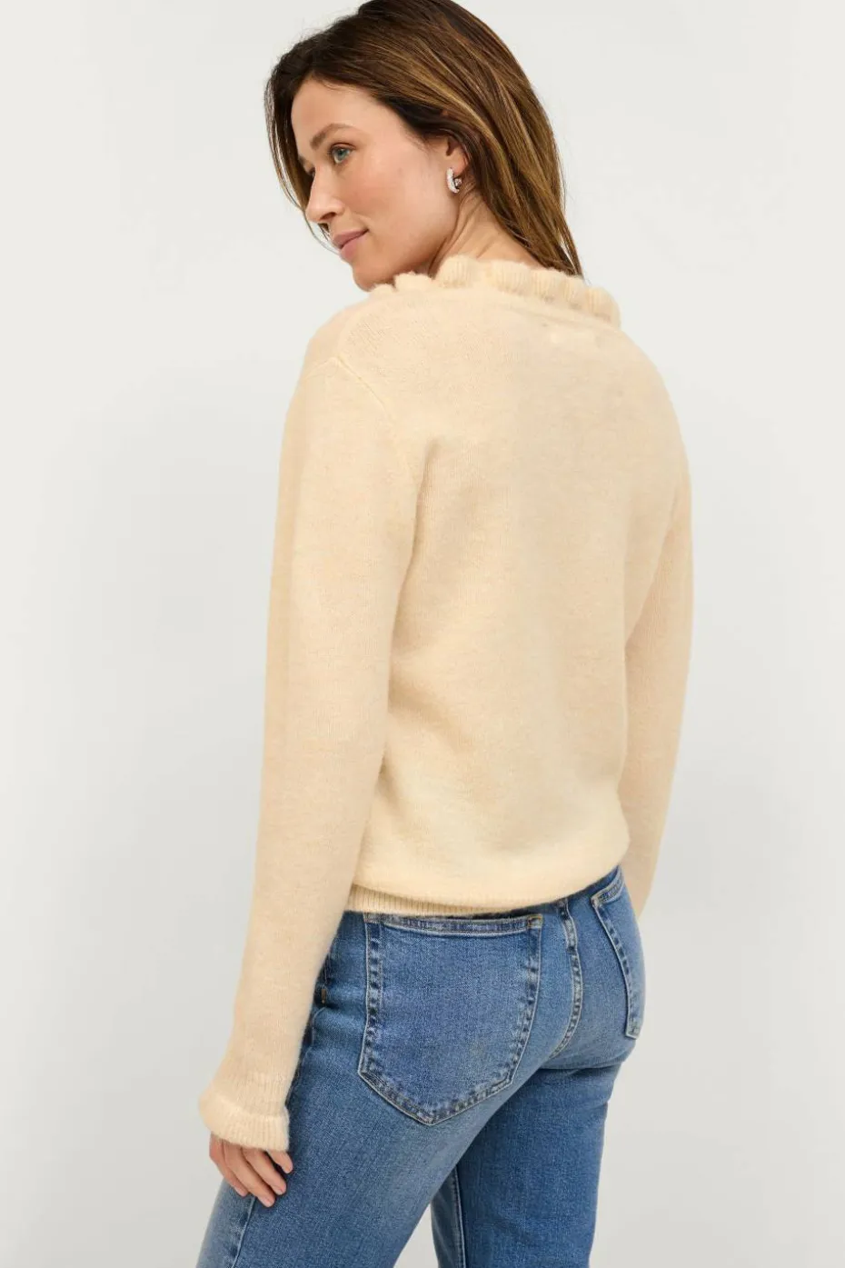 Ellos Collection Strikket genser med volangdetaljer