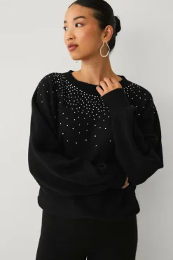 Ellos Collection Strikket pullover med rhinstener