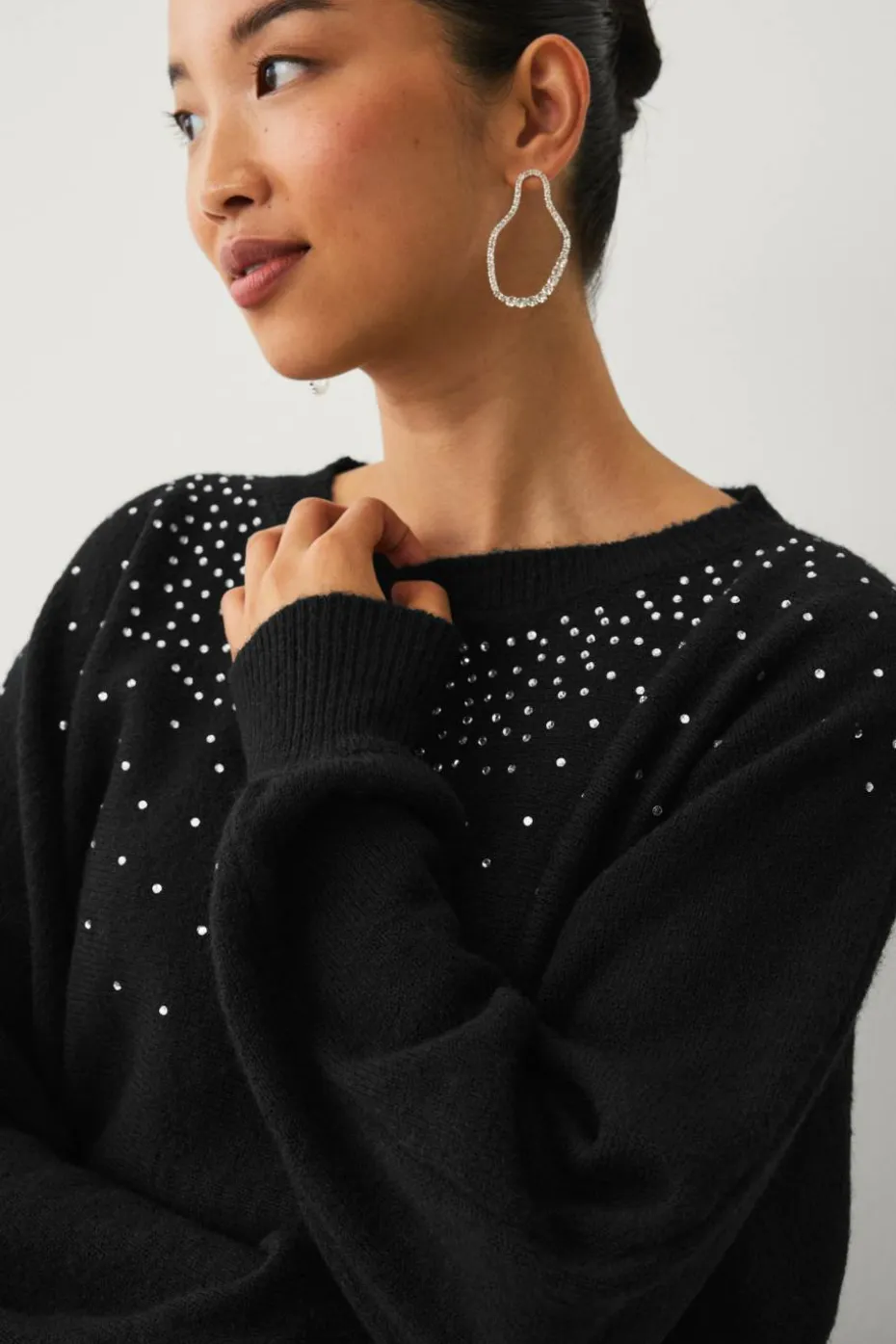 Ellos Collection Strikket pullover med rhinstener