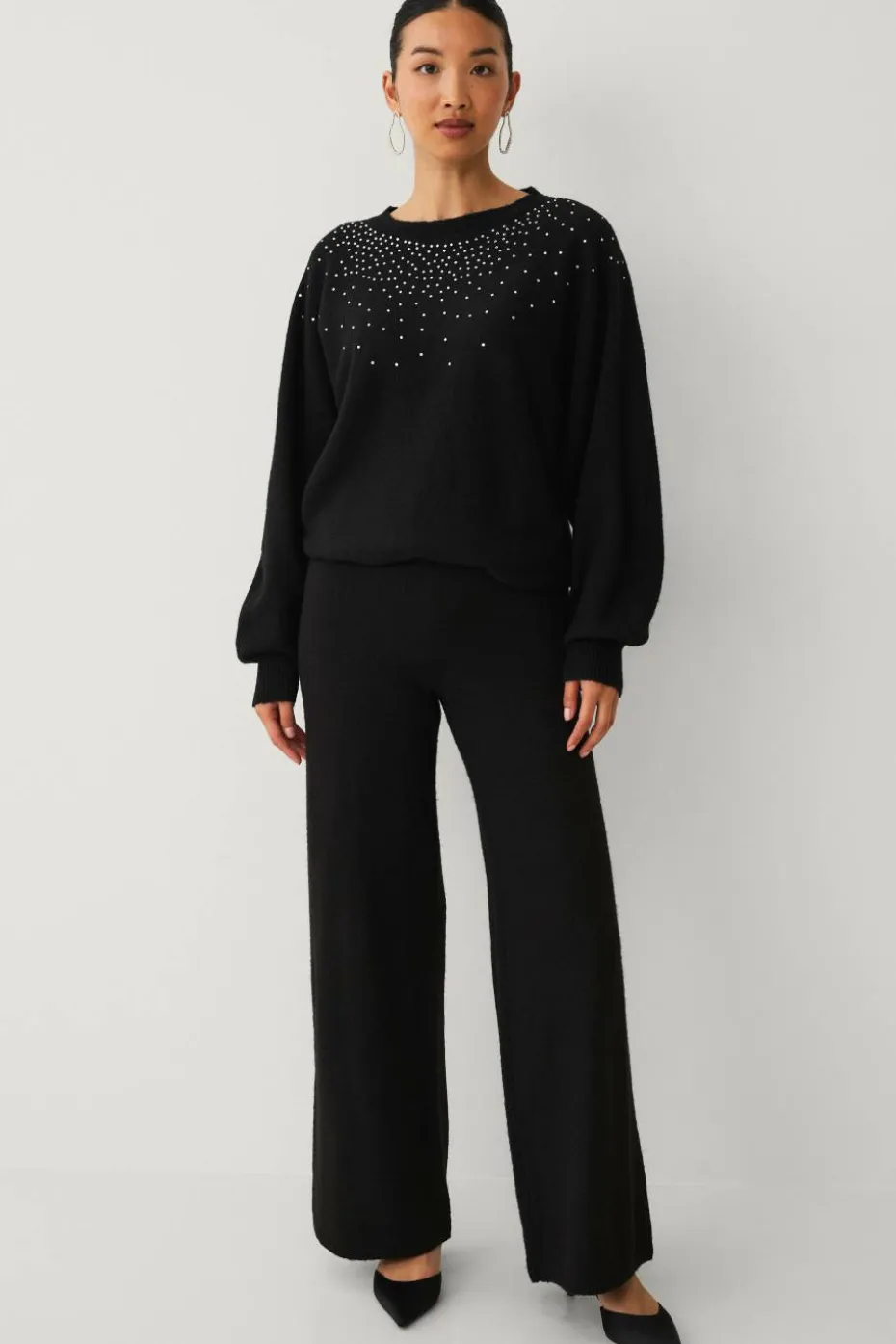 Ellos Collection Strikket pullover med rhinstener