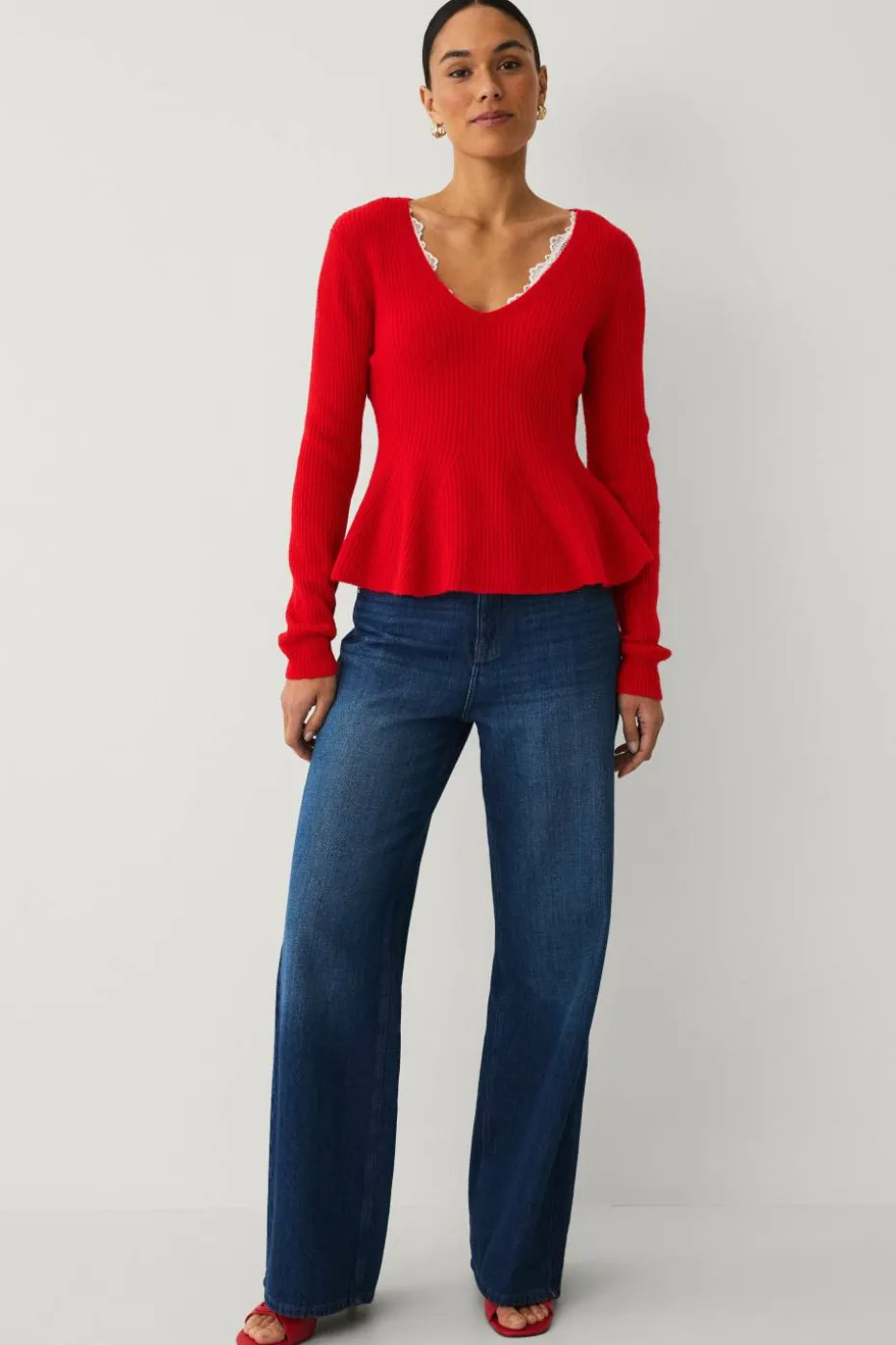Ellos Collection Strikket pullover med peplum