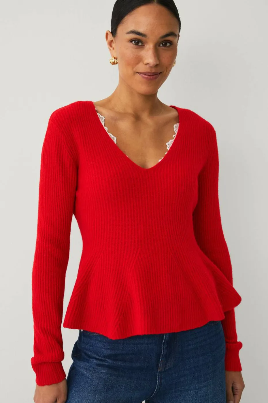 Ellos Collection Strikket pullover med peplum
