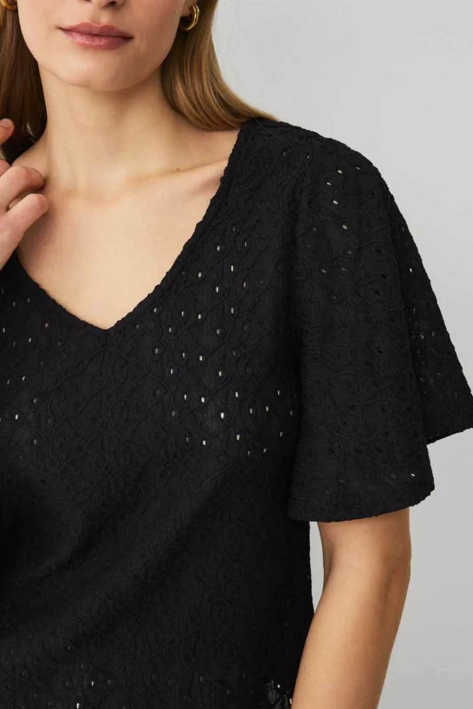 Ellos Collection Topp med draperte volangermer