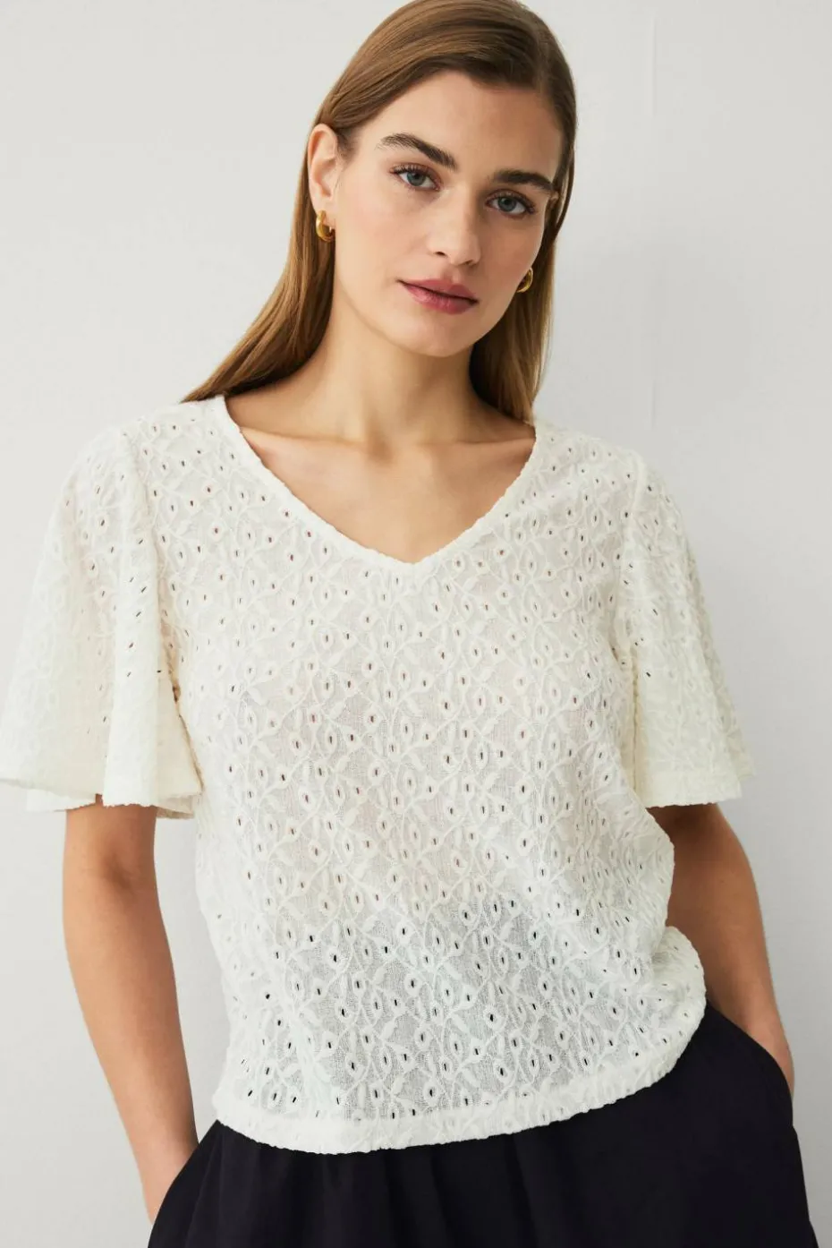 Ellos Collection Topp med draperte volangermer
