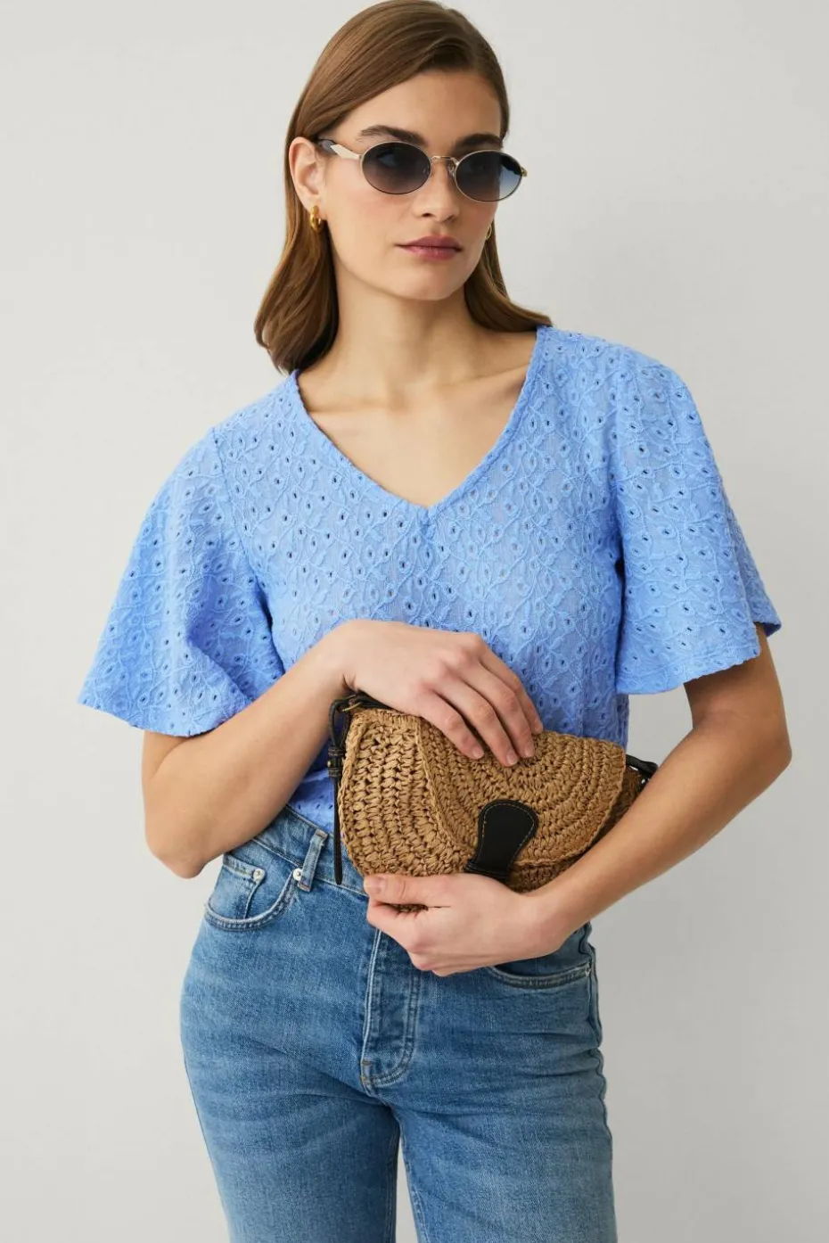 Ellos Collection Topp med draperte volangermer