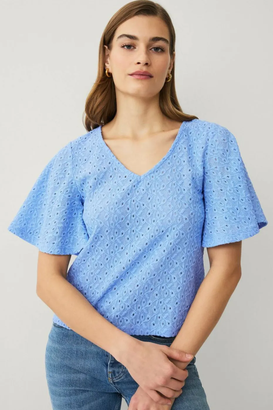 Ellos Collection Topp med draperte volangermer
