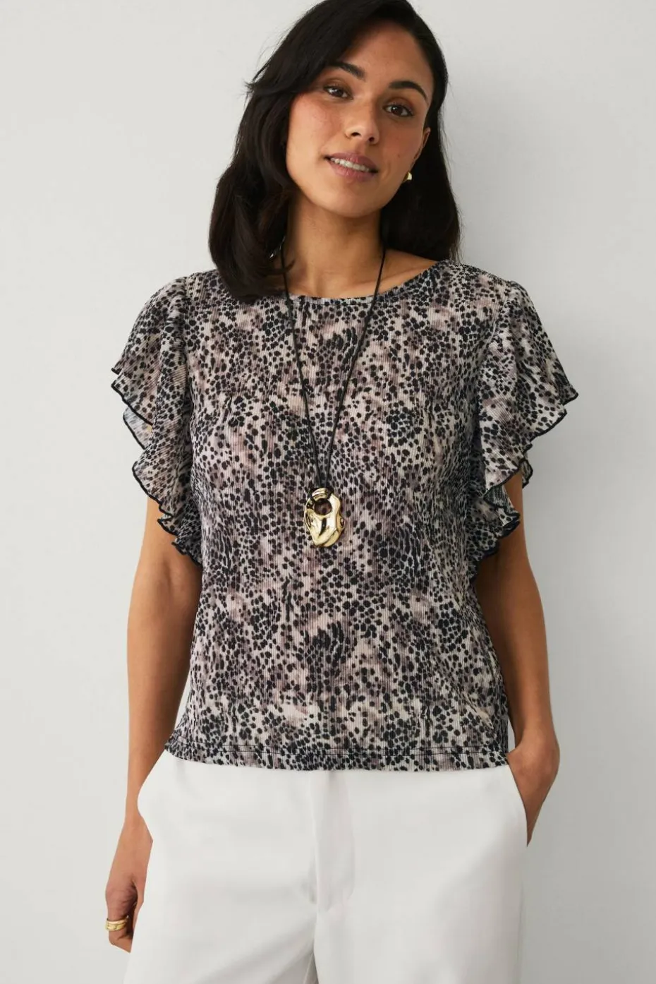 Ellos Collection Topp med draperte volangermer