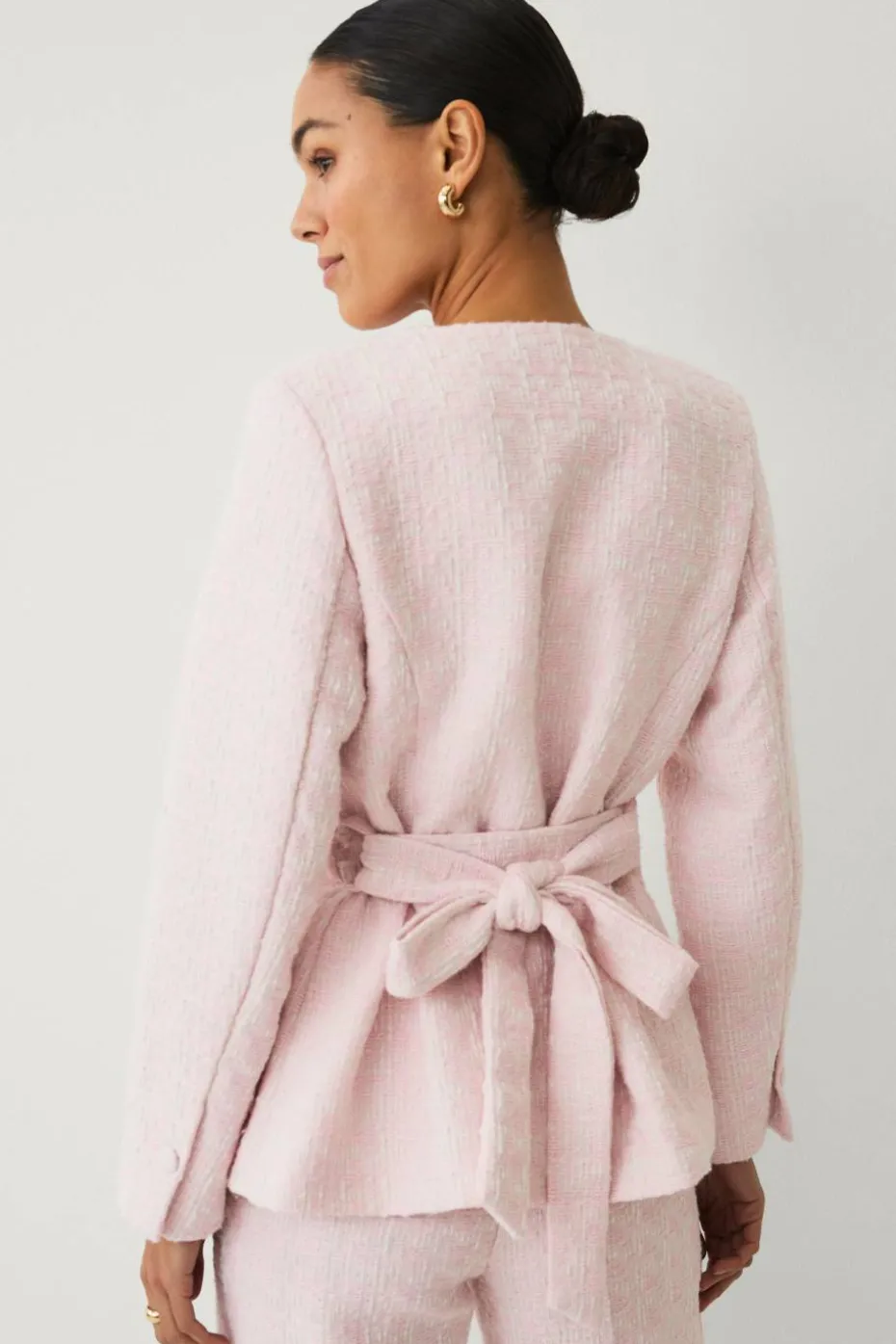 Ellos Collection Tweedjakke med knytbart belte