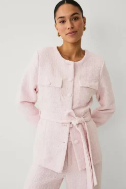 Ellos Collection Tweedjakke med knytbart belte