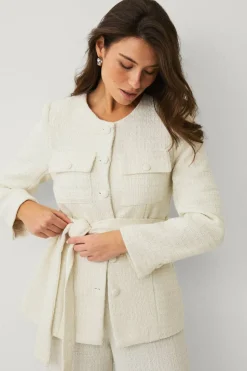 Ellos Collection Tweedjakke med knytbart belte