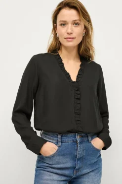 Ellos Collection Viskosebluse med volangedetaljer