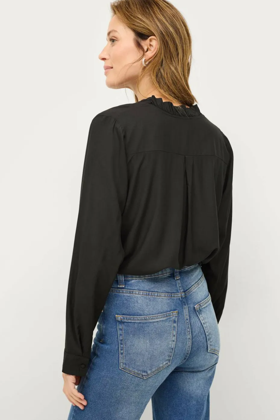 Ellos Collection Viskosebluse med volangedetaljer