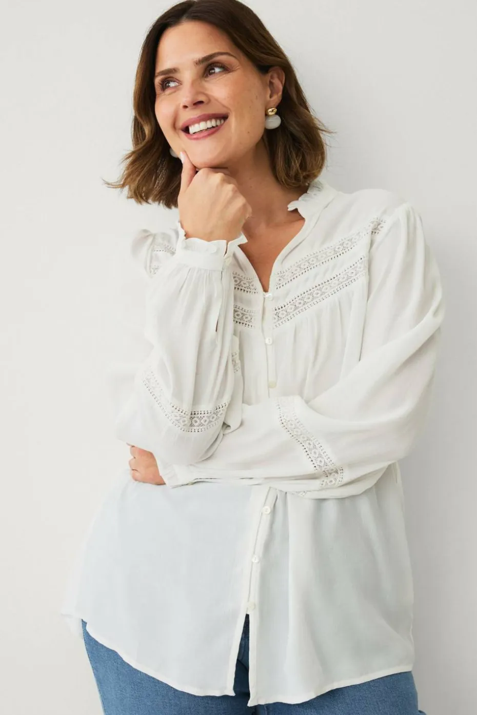 Ellos Plus collection Bluse med blondedetaljer