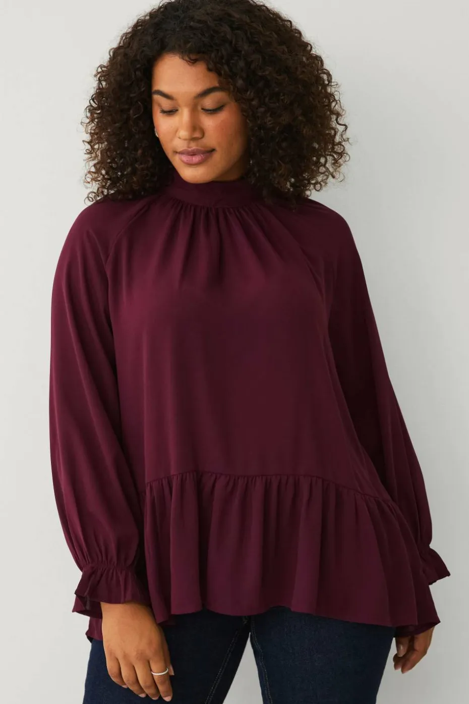 Ellos Plus collection Chiffongbluse med volanger