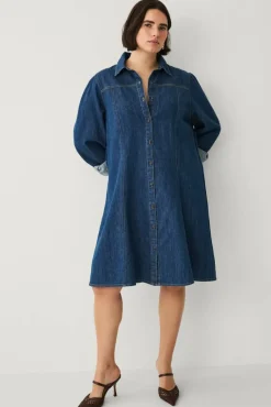 Ellos Plus collection Denimkjole med puffermer