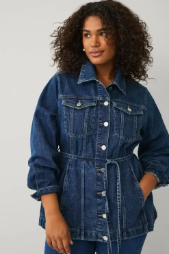 Ellos Plus collection Denim jakke med knytbart belte