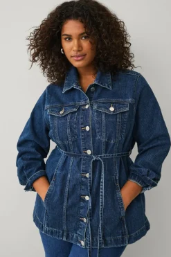 Ellos Plus collection Denim jakke med knytbart belte