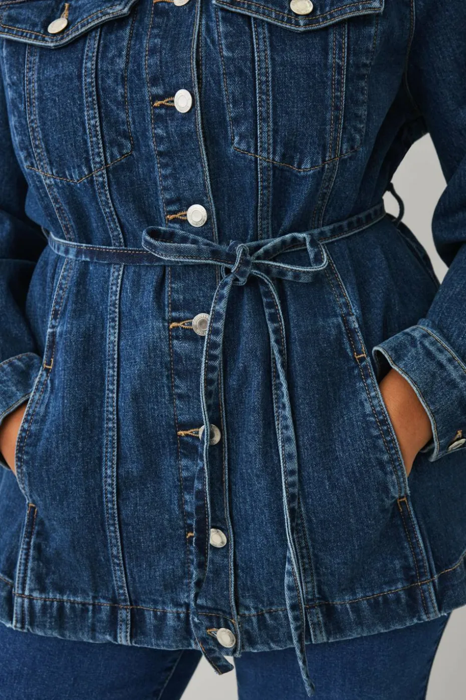 Ellos Plus collection Denim jakke med knytbart belte