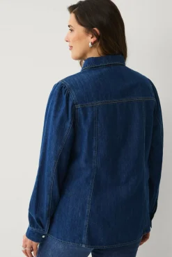 Ellos Plus collection Denimbluse med bobleermer
