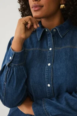 Ellos Plus collection Denimbluse med bobleermer
