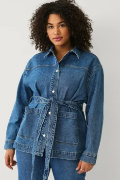 Ellos Plus collection Denim jakke med knytbelte