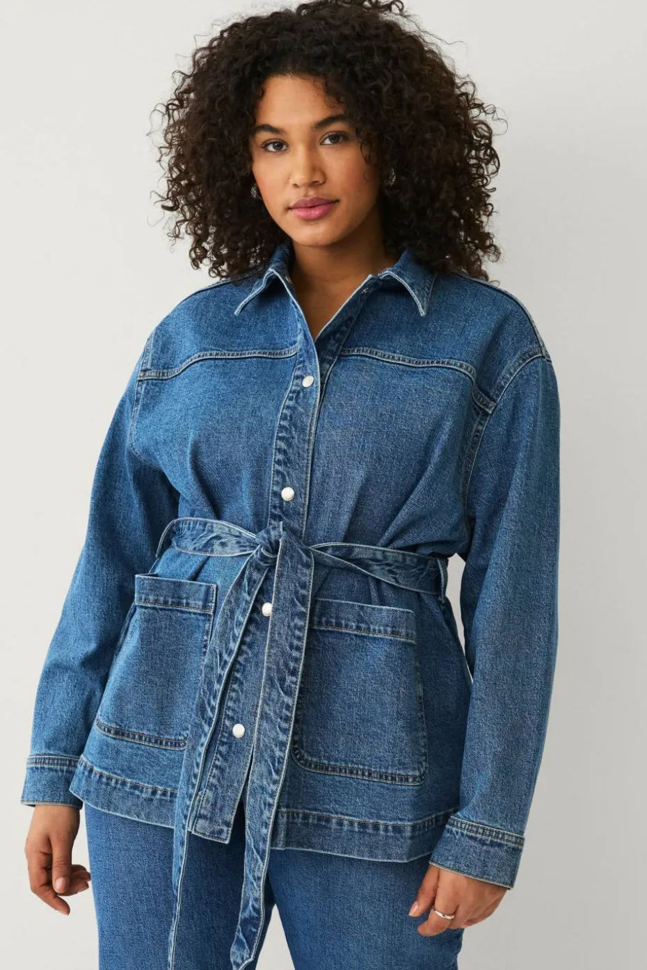Ellos Plus collection Denim jakke med knytbelte
