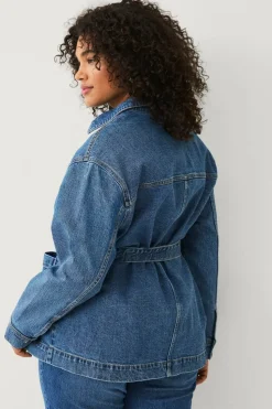 Ellos Plus collection Denim jakke med knytbelte