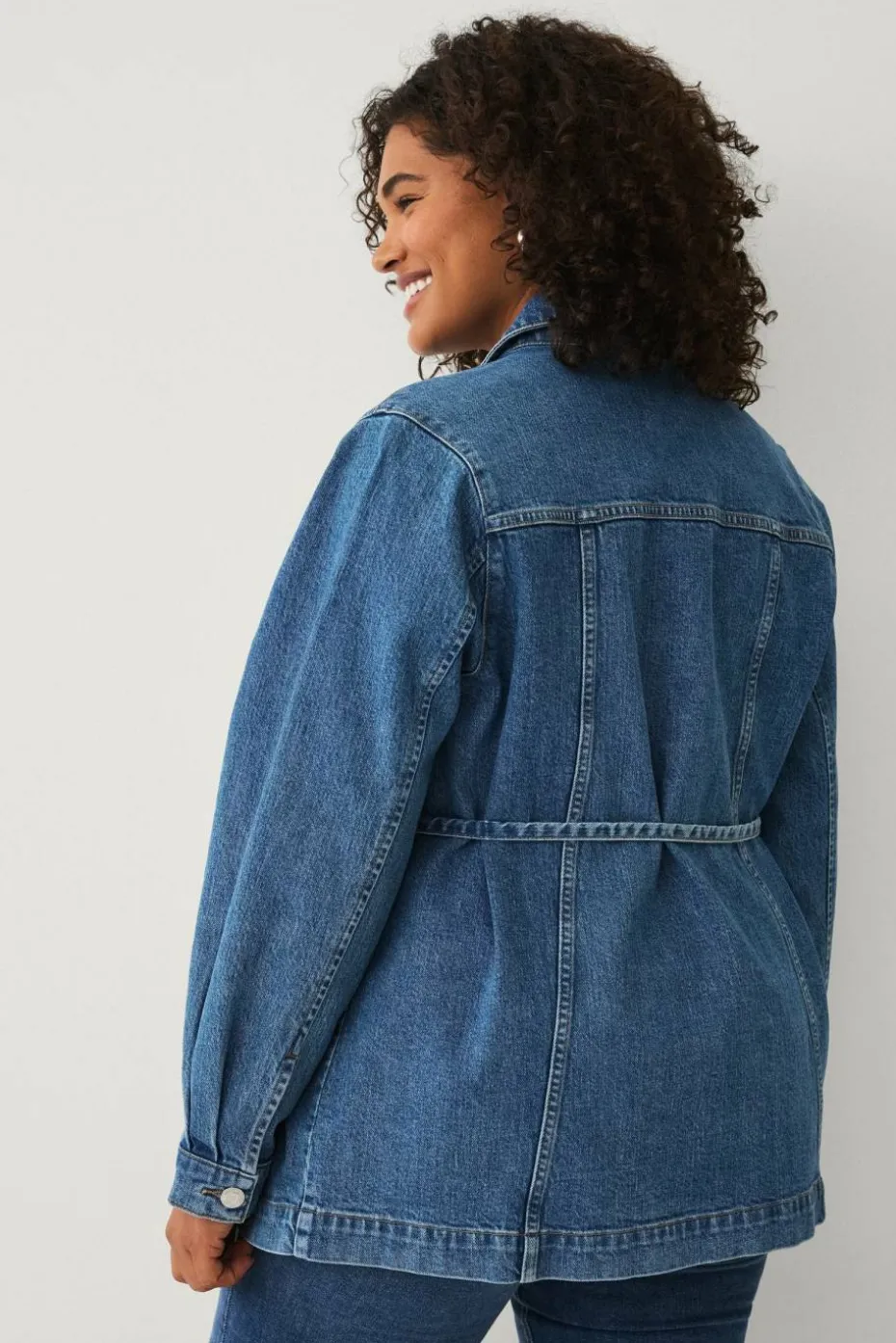 Ellos Plus collection Denim jakke med knytbart belte